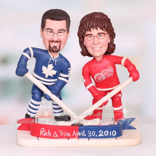 Detroit Red Wings Hockey Wedding Cake Toppers - Click Image to Close
